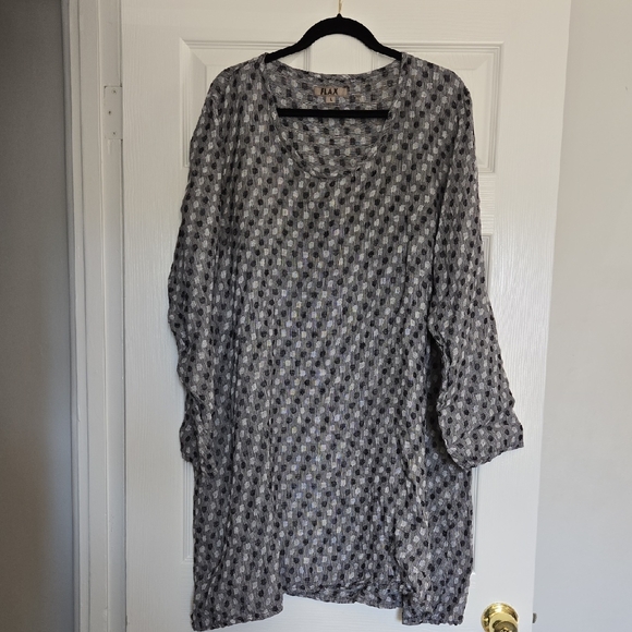 Flax Women’s Polka Dot 100% Linen Tunic Size Large - Picture 1 of 4